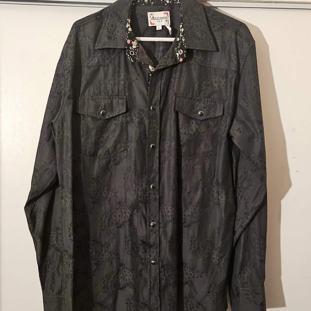 Ace Of Diamond Grey Dress Shirt with Print